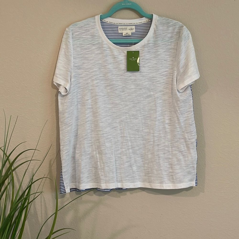 Kate Spade Broome Street Ruffle Back Tee size Large NEW - Picture 2 of 8